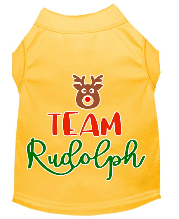 Team Rudolph Screen Print Dog Shirt Yellow XXXL